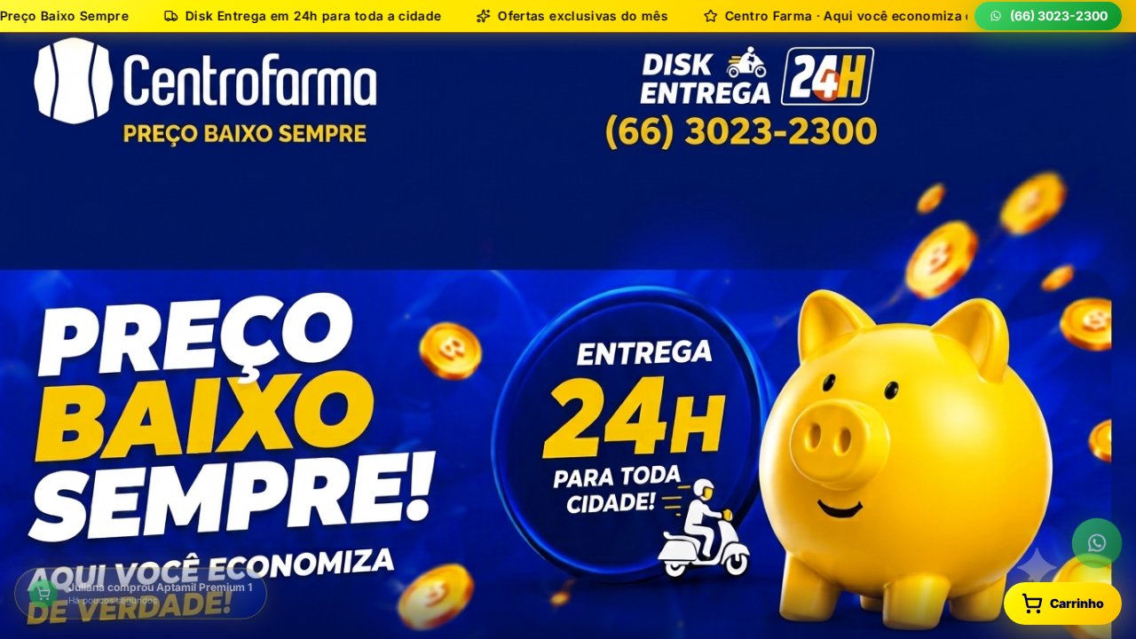 Captura de tela do site Centro Farma Ofertas