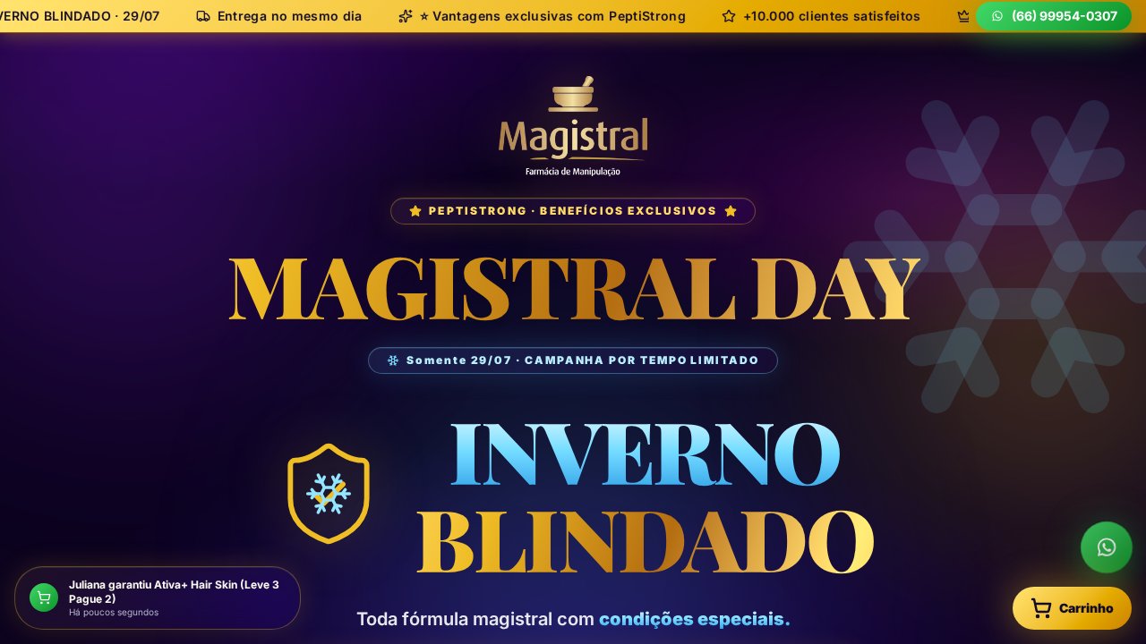 Captura de tela do site Magistral Magic Month