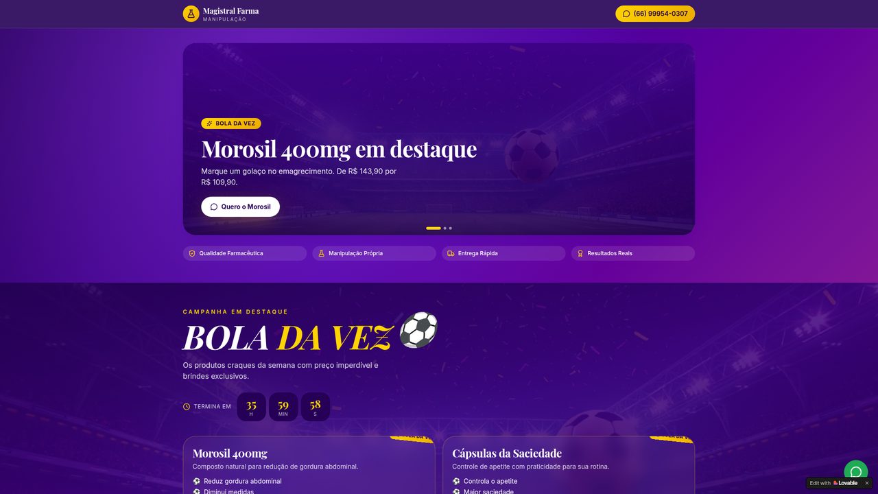 Captura de tela do site Magistral Farma — Catálogo